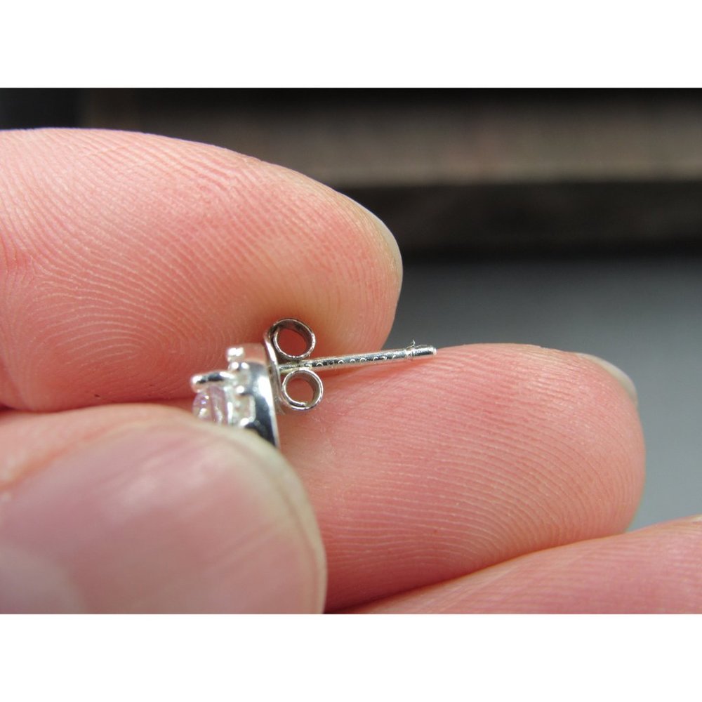 Sterling Silver Wonderful Round CZ Halo Stud Earrings Vintage Wedding Engagement - Picture 4 of 6